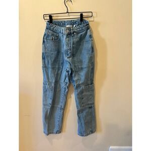 The Ragged Priest Women's Sz 28 Utility Streetwear Cargo Jeans 100% Cotton